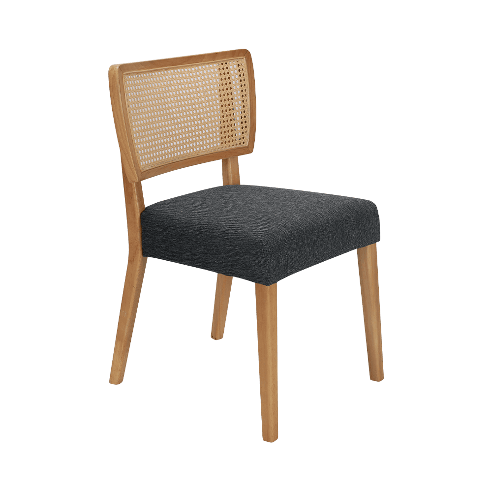 Sedia da pranzo in legno grigio con schienale