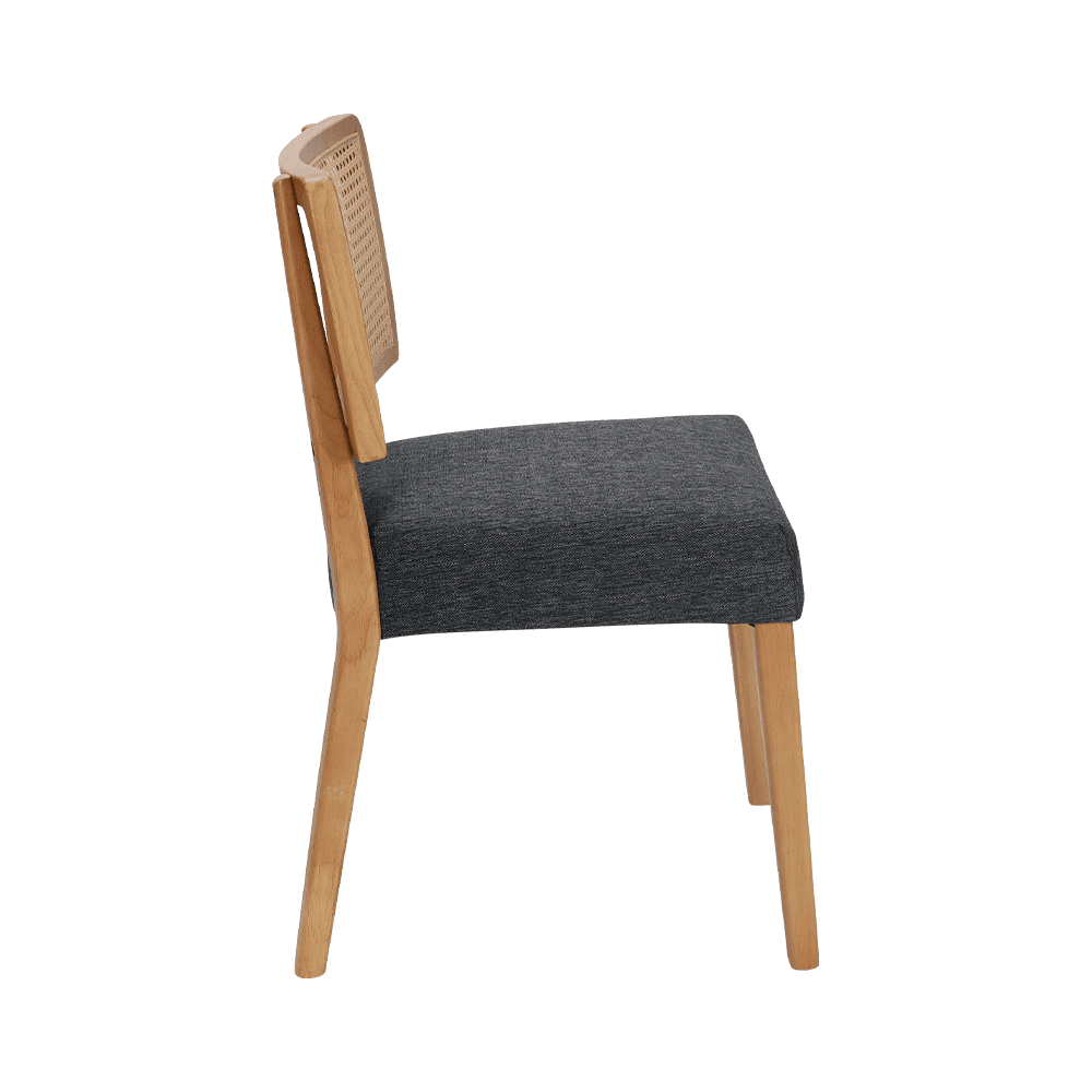 Sedia da pranzo in legno grigio con schienale