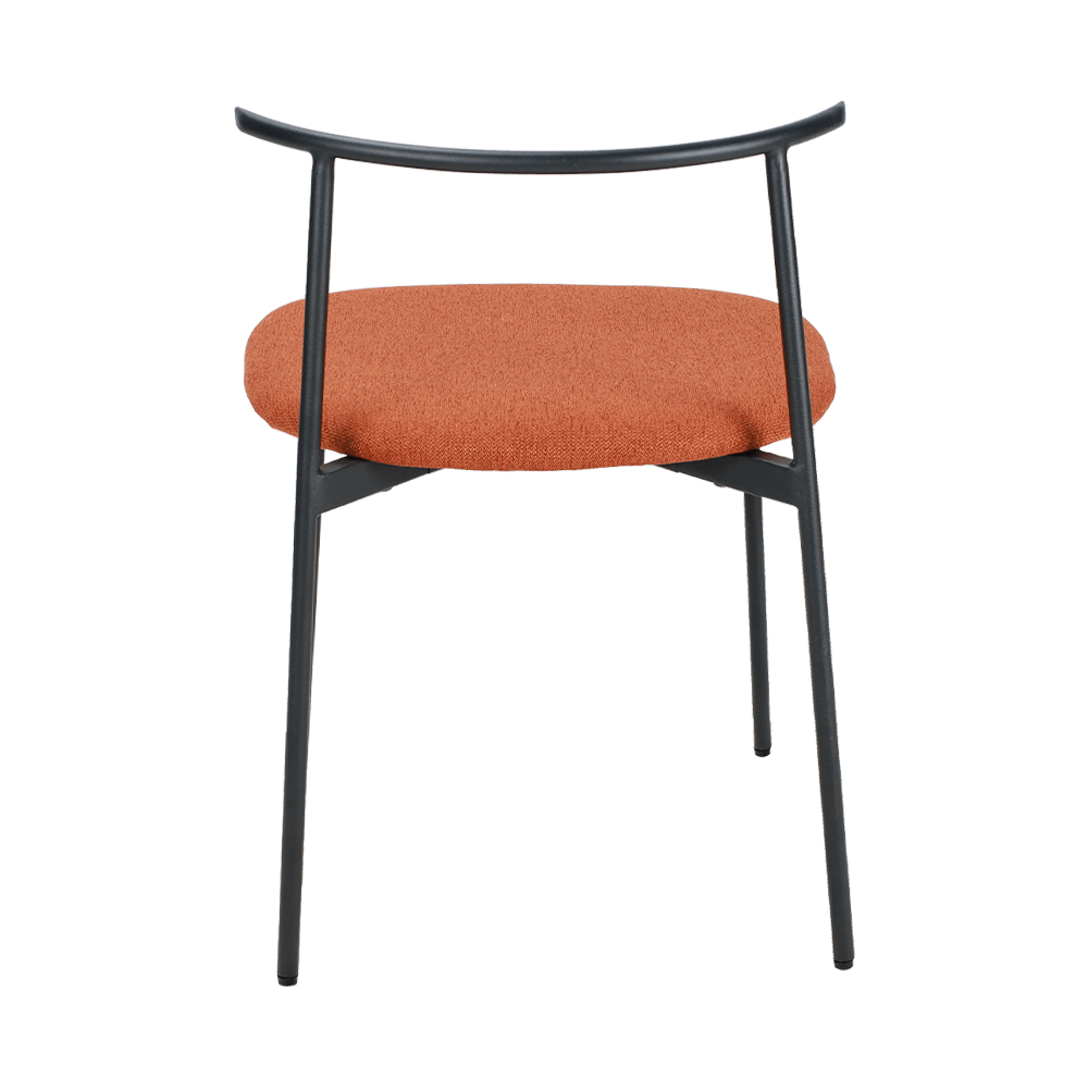 Sedia da pranzo in metallo posteriore curvo arancione
